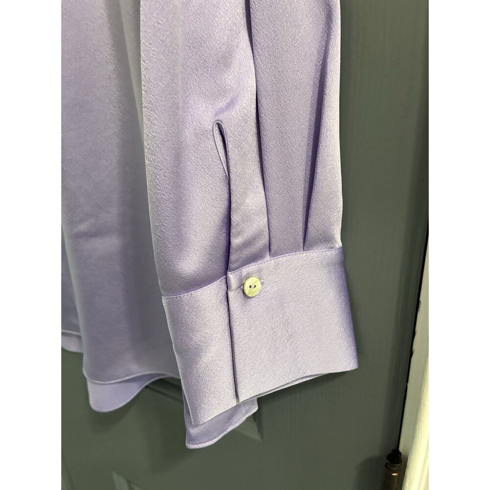 NWT Vince Smocked Shoulder Long Sleeve Satin Blouse Lavender Women’s 2X $345 - Picture 6 of 6